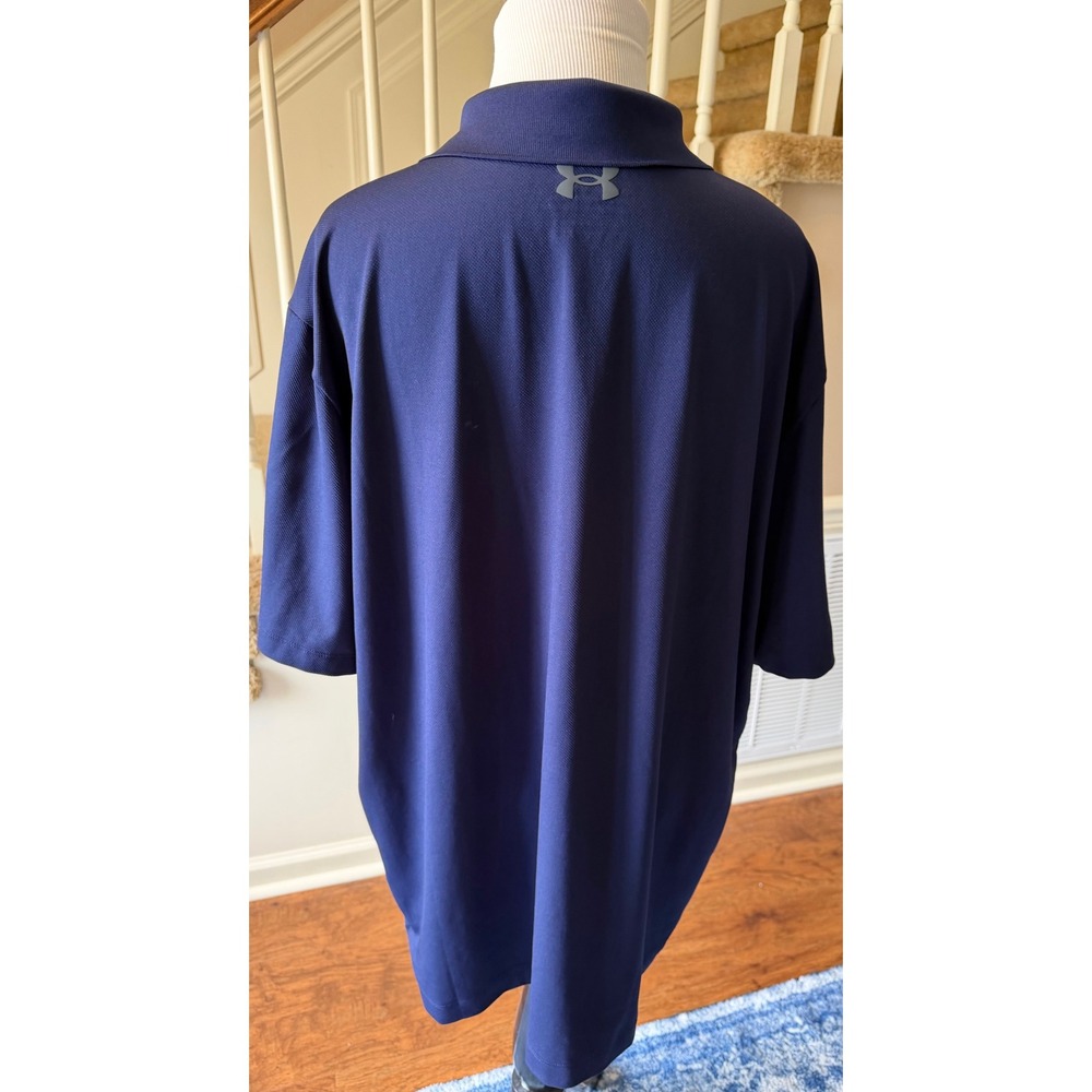 Under Armour Mens Performance Polo Shirt Navy Blue Short Sleeve Golf XL Loose - Picture 4 of 6